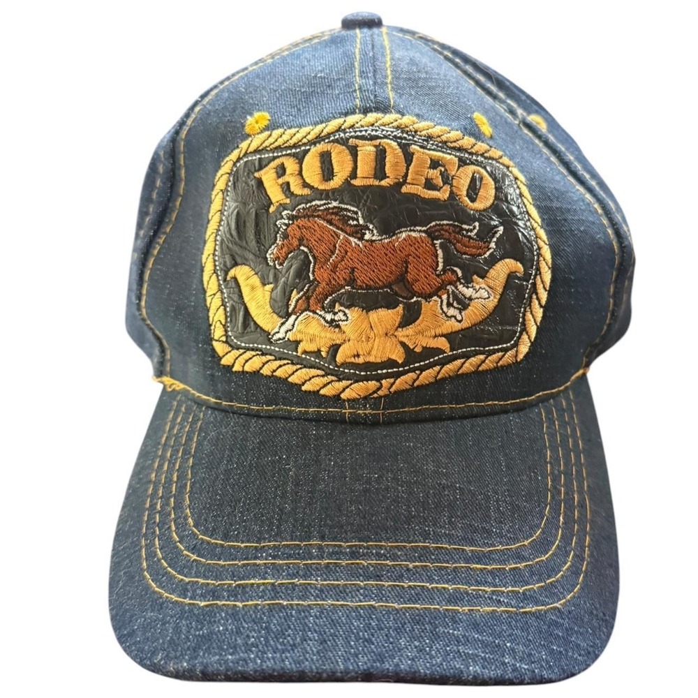 Rodeo denim baseball cap with horse embroidery